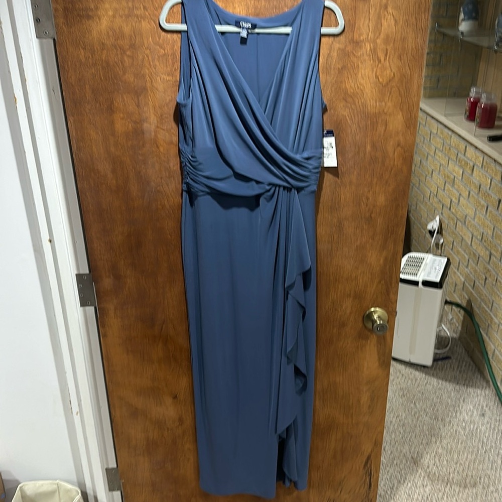 Chaps. Beautiful maxi dress.  Blue/gray color.
